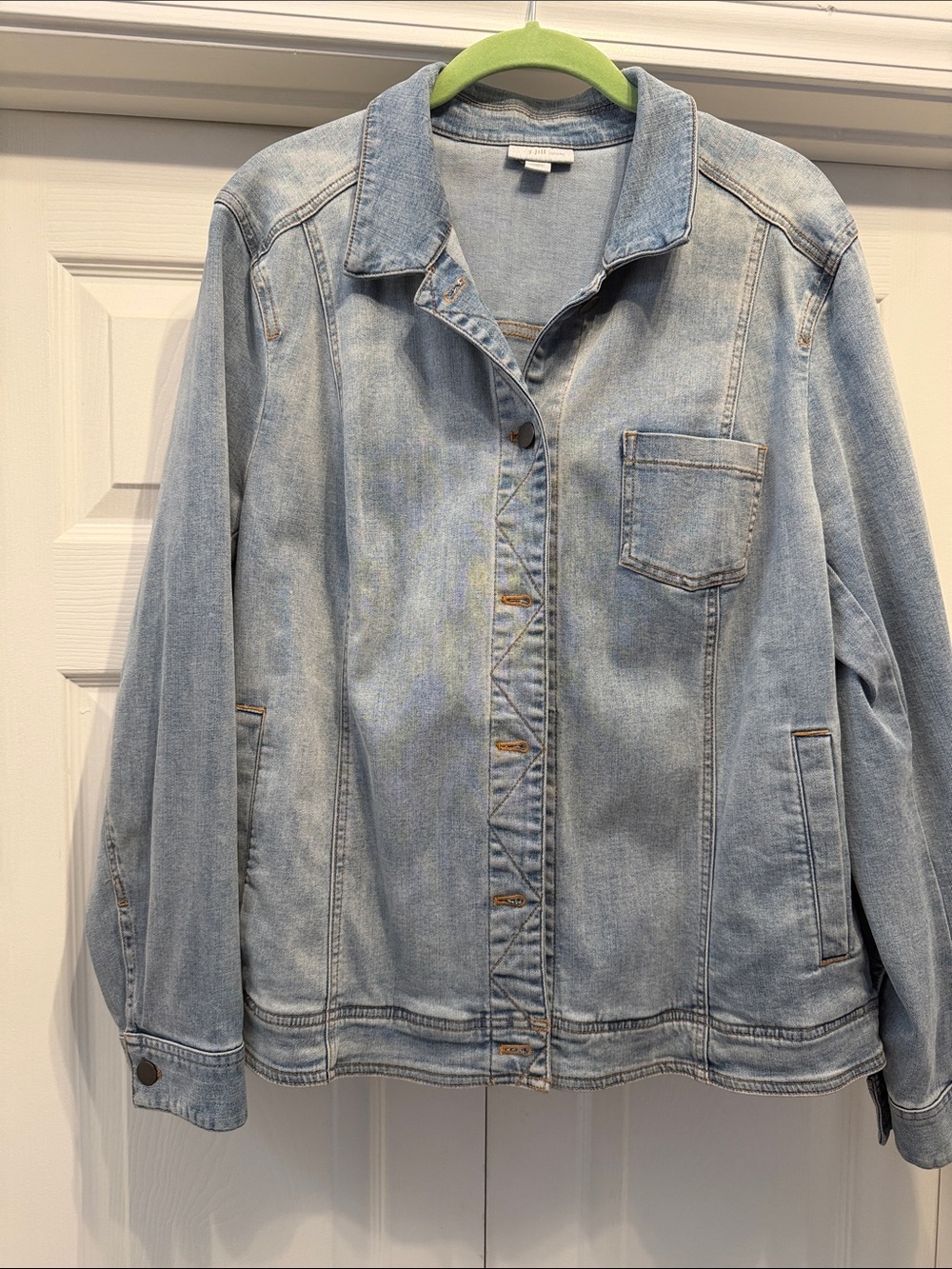 J. Jill Light Blue Denim Jacket with Chest Pocket